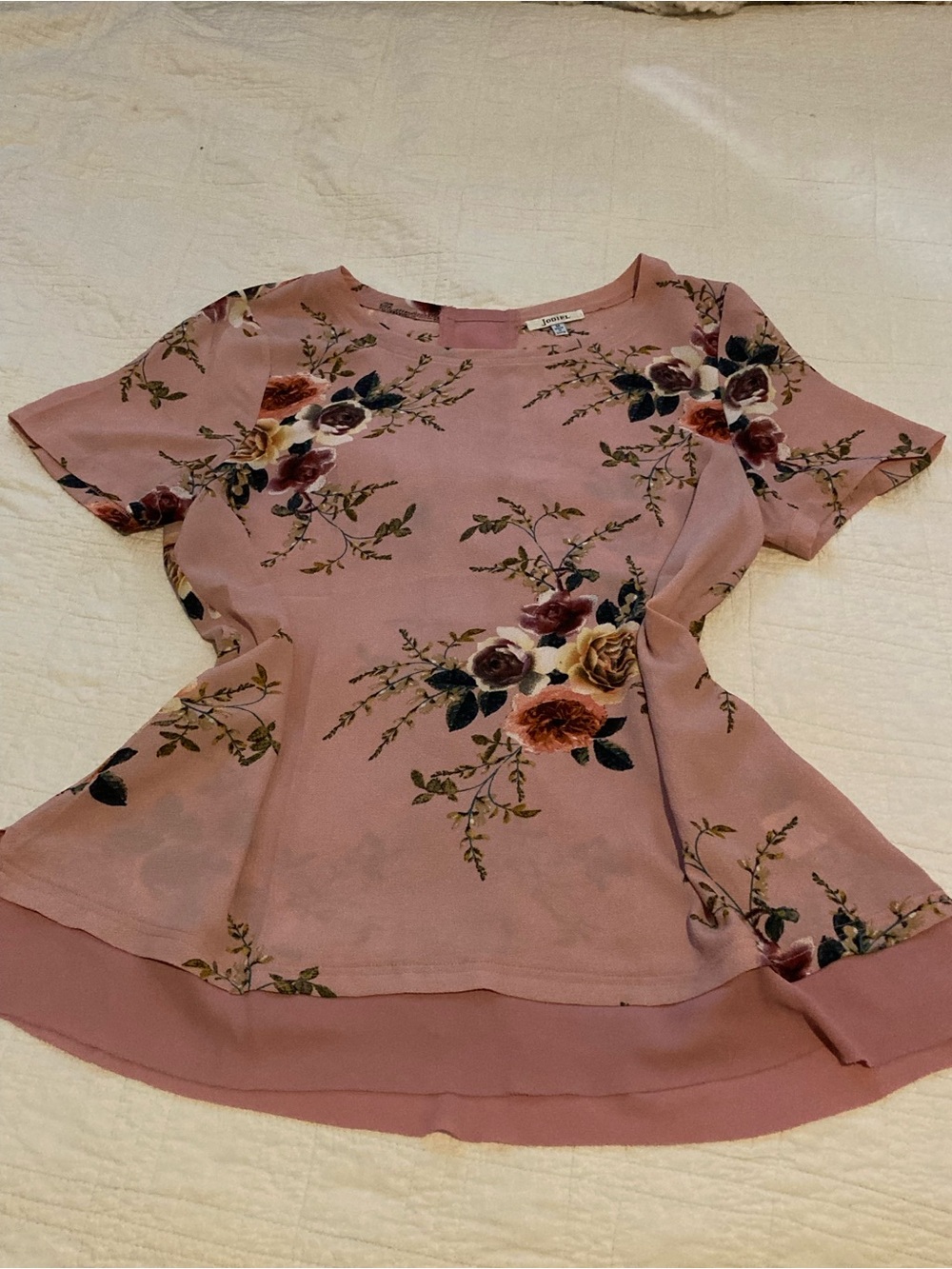 JODIFL Rose Pink Floral Feminine Blouse